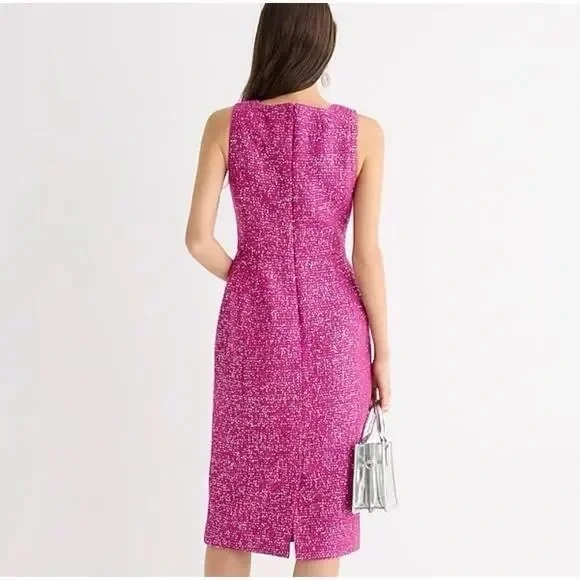 JCrew Pink Sleeveless Tweed Sequin Sheath Dress, size 6. NWT - Picture 4 of 7
